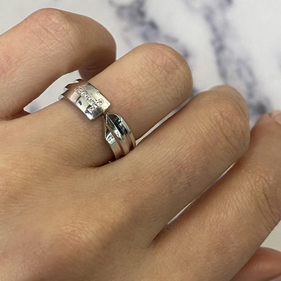 Tiffany & Co. T Square Diamond Band Wedding Ring 18K White  Tiffany & Co Diamond T Ring 18K White Gold Size 6